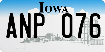 IA license plate ANP076