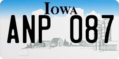IA license plate ANP087