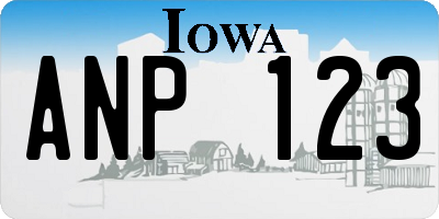 IA license plate ANP123