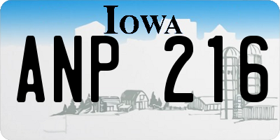 IA license plate ANP216