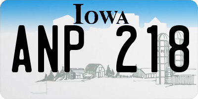 IA license plate ANP218