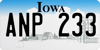 IA license plate ANP233
