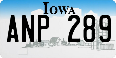 IA license plate ANP289