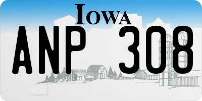 IA license plate ANP308
