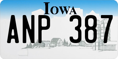 IA license plate ANP387