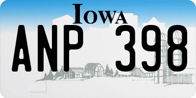 IA license plate ANP398
