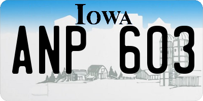 IA license plate ANP603