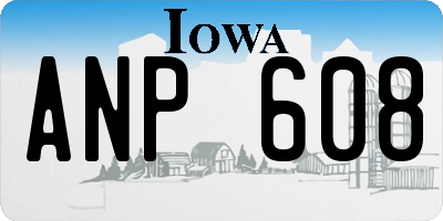 IA license plate ANP608
