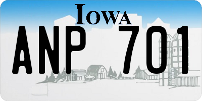 IA license plate ANP701