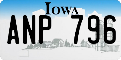 IA license plate ANP796