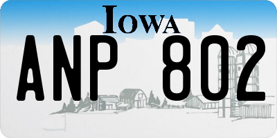 IA license plate ANP802