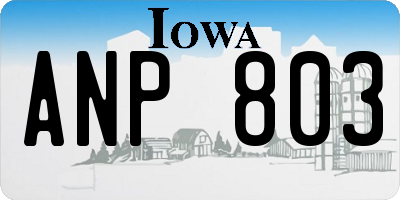 IA license plate ANP803