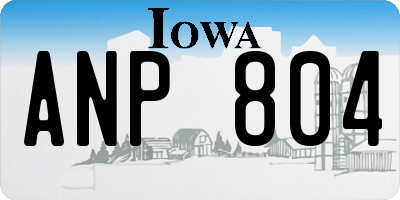 IA license plate ANP804