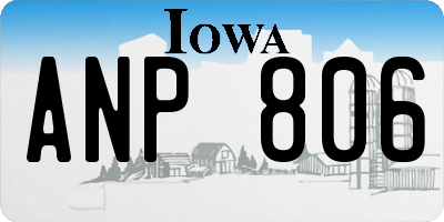 IA license plate ANP806
