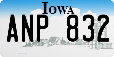 IA license plate ANP832