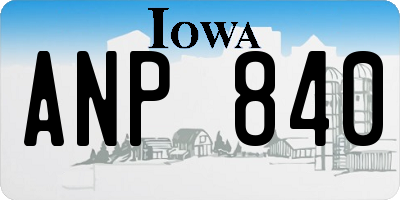 IA license plate ANP840