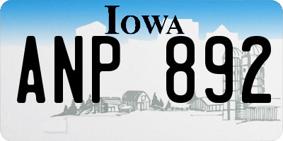 IA license plate ANP892