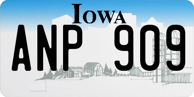 IA license plate ANP909