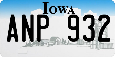 IA license plate ANP932