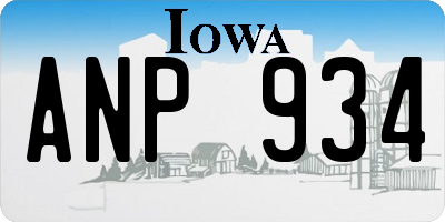 IA license plate ANP934