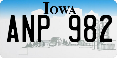 IA license plate ANP982