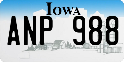 IA license plate ANP988