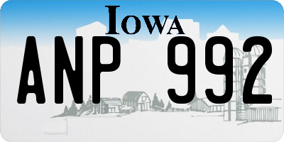 IA license plate ANP992