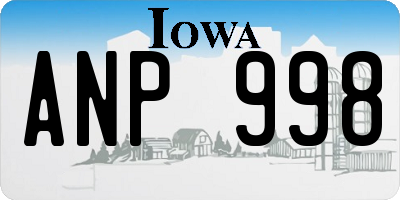 IA license plate ANP998