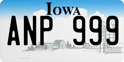 IA license plate ANP999
