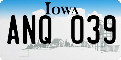 IA license plate ANQ039
