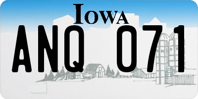 IA license plate ANQ071