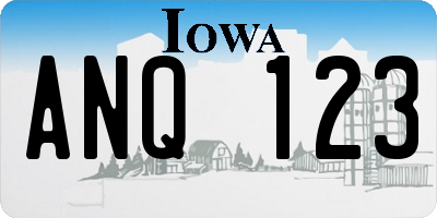 IA license plate ANQ123