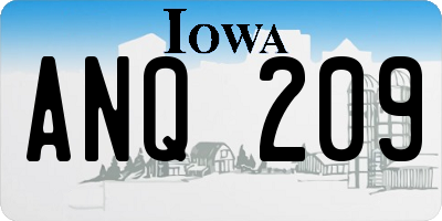 IA license plate ANQ209