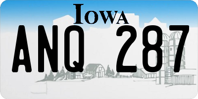 IA license plate ANQ287