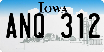 IA license plate ANQ312