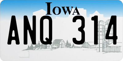 IA license plate ANQ314