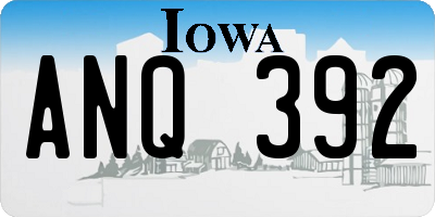 IA license plate ANQ392