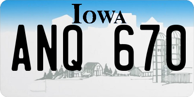 IA license plate ANQ670