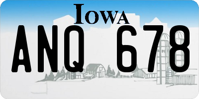 IA license plate ANQ678