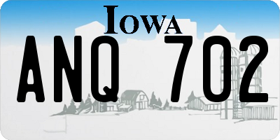 IA license plate ANQ702