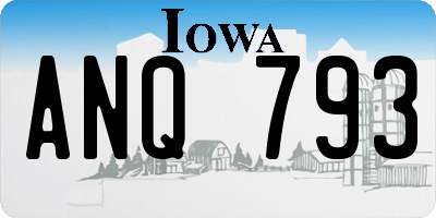 IA license plate ANQ793