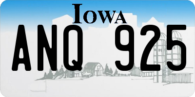 IA license plate ANQ925