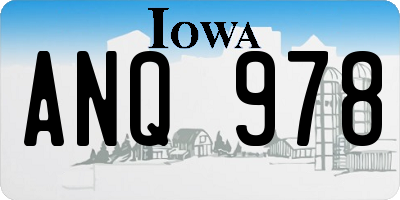 IA license plate ANQ978