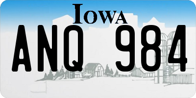 IA license plate ANQ984
