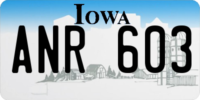 IA license plate ANR603
