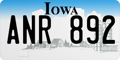 IA license plate ANR892