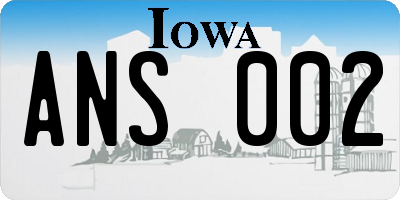 IA license plate ANS002