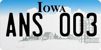 IA license plate ANS003