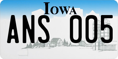 IA license plate ANS005