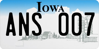 IA license plate ANS007